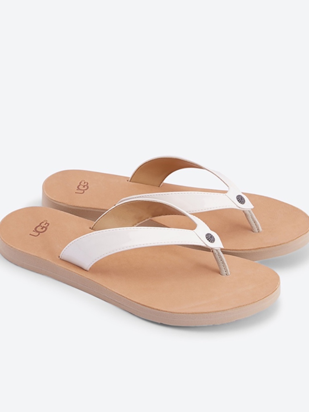 UGG Australia Women’s Size 8US Tawney Flip Flop Sandals 1019881 White Patent.